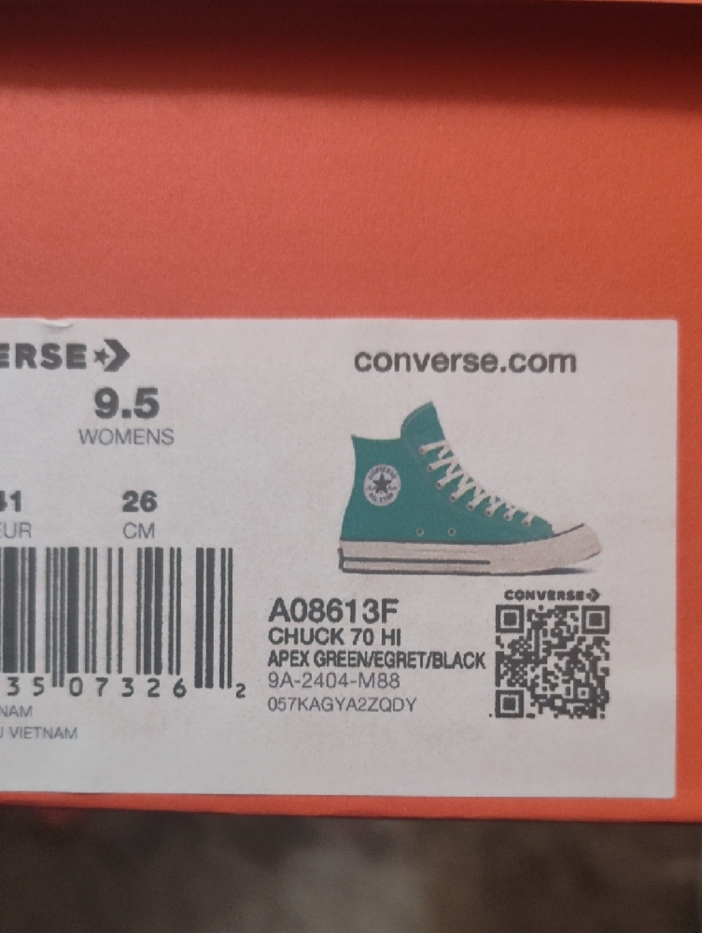Converse High Top Sneakers in Teal Green with White Accents - Picture 6 of 6